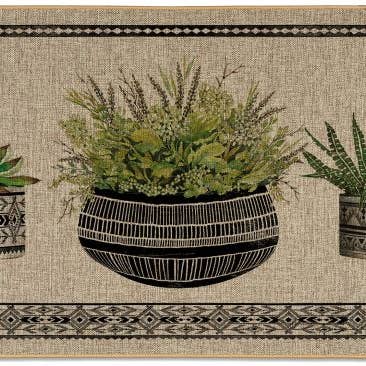 Linen Look Floor Mat 29.5" x 17.75" - Mud Cloth Pot for wholesale by CounterArt/Highland Home/Thirstystone/CoasterStone