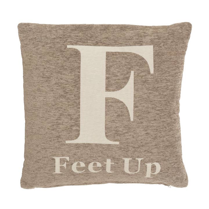 Natural 'Feet Up' Words Cushion for wholesale by Interiors by Premier