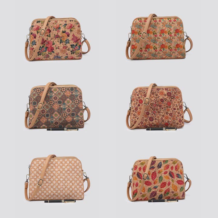 House of Milano - Wholesale Top Handle Bag - Women's - 3145 Cork Triple Compartment Crossbody Bag12