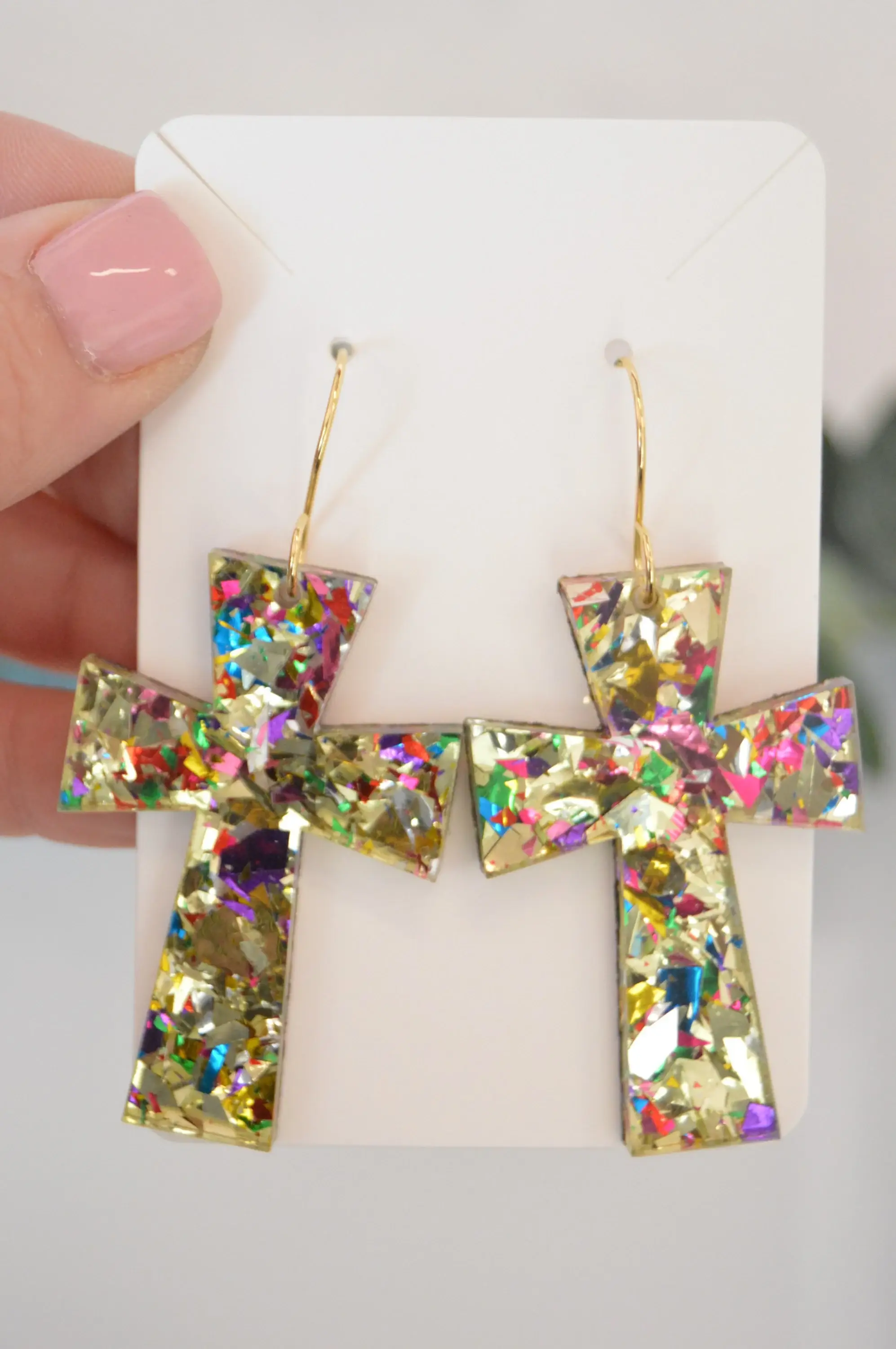 The Adorned Fox – wholesale Dangle earrings – Germanic Cross Confetti Earrings, Gold Confetti Earrings3