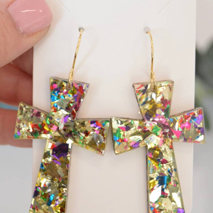 The Adorned Fox – wholesale Dangle earrings – Germanic Cross Confetti Earrings, Gold Confetti Earrings3