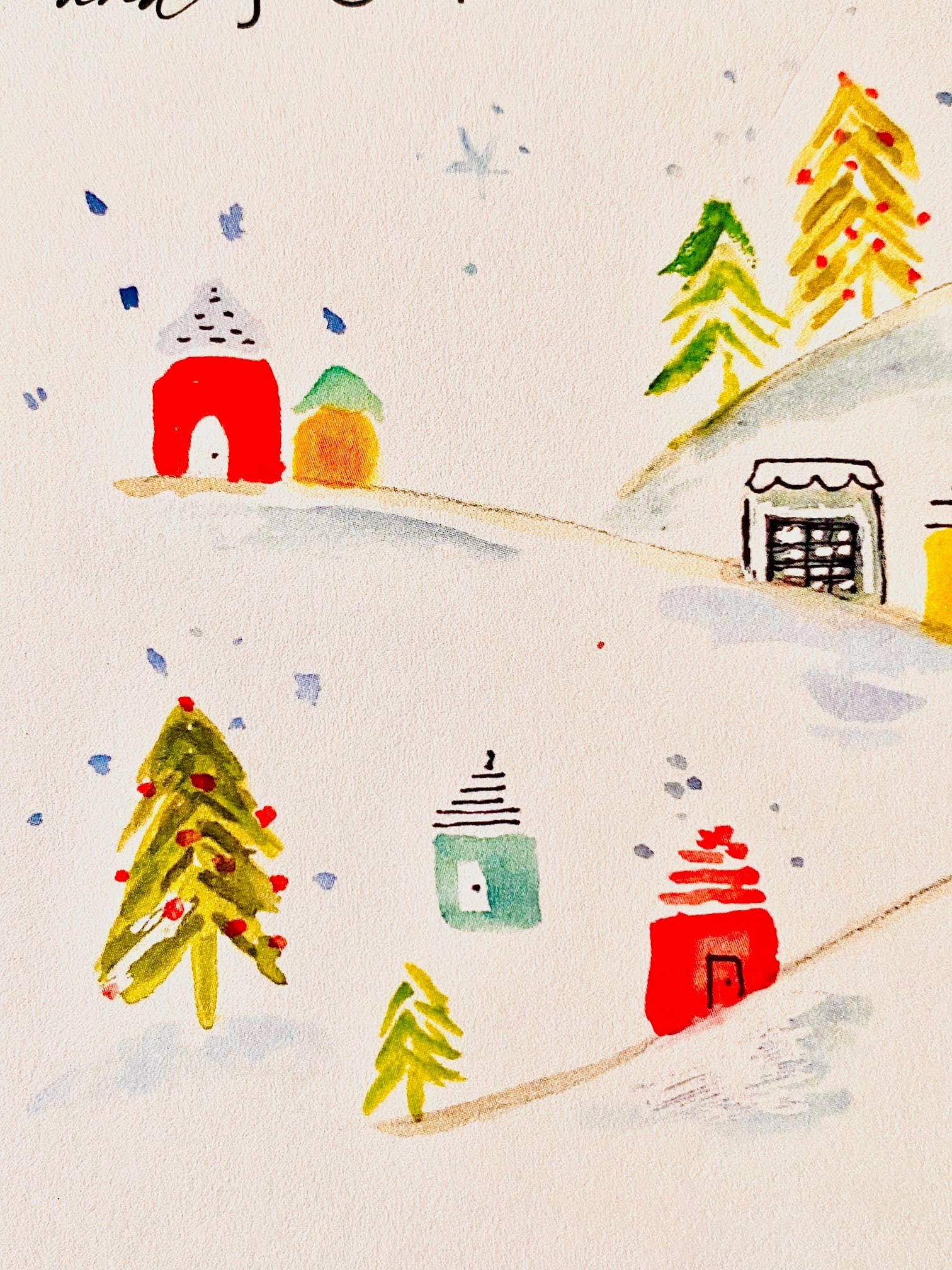 Sweet Julie Marie – Engroshandel Julekort – Fred og glæde Farverige huse Æske med 6 notekort2