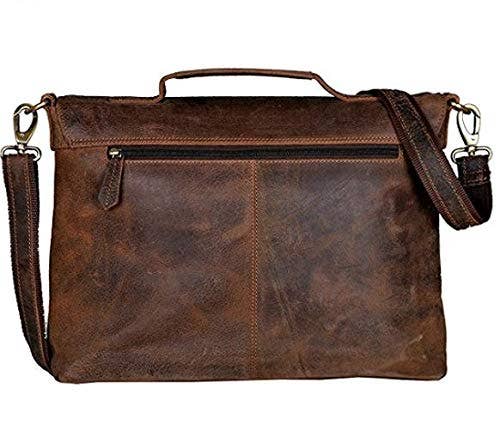 Tuzech Leather - Vente Sac à bandoulière – unisexe - Tuzech Sacoche en cuir rétro Buffalo Hunter pour ordinateur portable de 16 pouces, sac de voyage (16 pouces)2