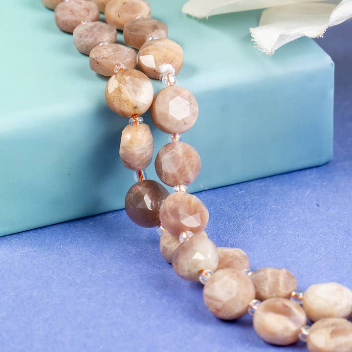 Soothing Crystals Beads - Wholesale Beads - Heishi Disc Beads | Peach Moonstone | Flat Crystal Beads13