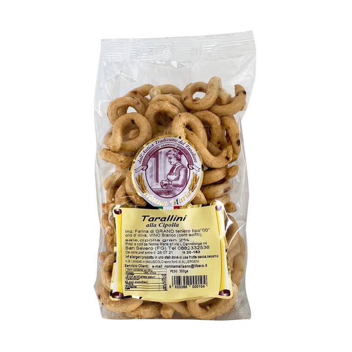 Tarallini with onion - Onion-flavored appetizer breadsticks (300g) for wholesale by OLIO DI SERRA