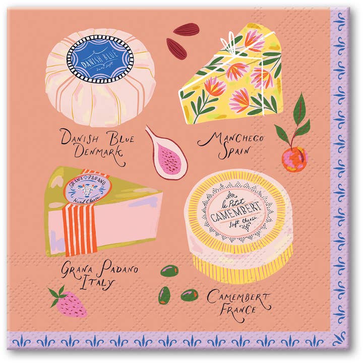 Sip & Savor Cheese Beverage Napkins for wholesale by Punch Studio