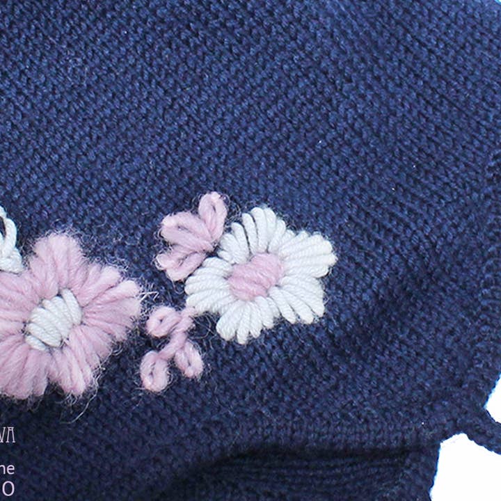 Blue pure wool baby hat Aidi Handmade for wholesale by Il Tocco di Minerva