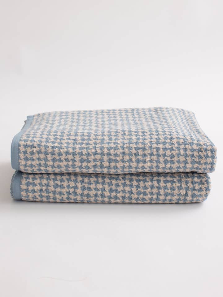 Hand Towel - Houndstooth Blue Haze for wholesale by Fridah Worldwide