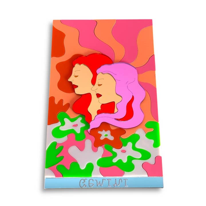 Art mural Gémeaux – Décoration murale en plexiglas faite à la main avec le signe du zodiaque Gémeaux pour la vente par Funk Da Queen