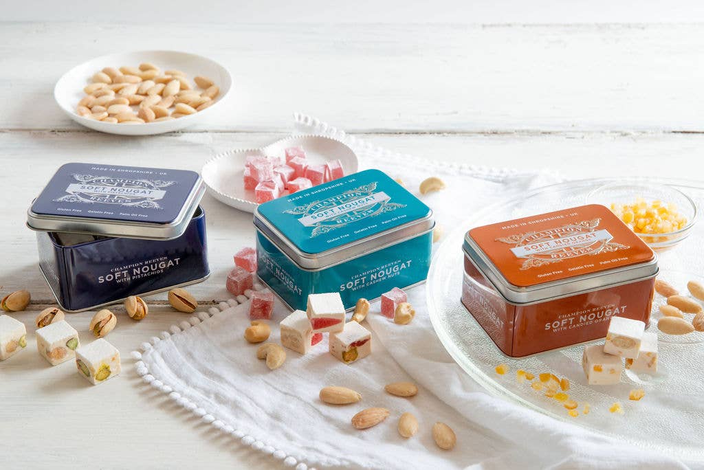 Champion & Reeves – Engroshandel Nougat – Blød nougat, ristet cashew, mandler og tyrkisk glæde1