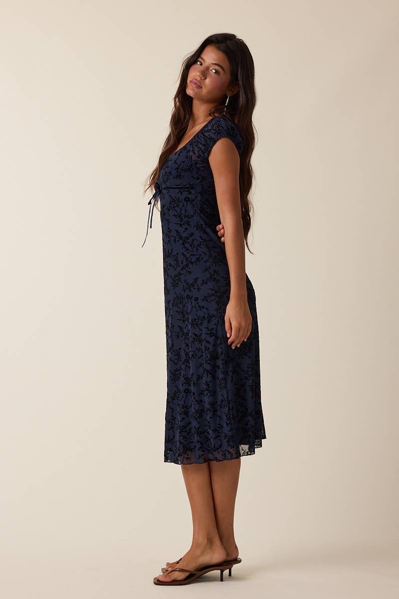 Sky to Moon - Wholesale Dress - Women's - BURNOUT VELVET CAP SLEEVE LAYERED MIDI DRESS6