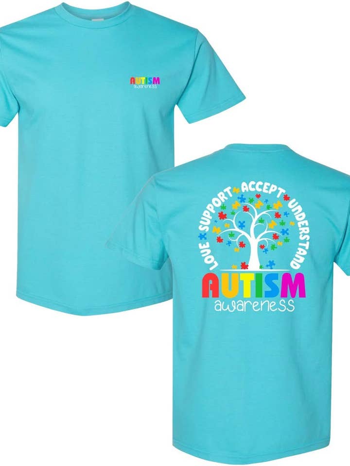 Concienciación sobre el autismo - Amar, Apoyar, Aceptar, Entender para venta al por mayor de Coastal Breeze Tees