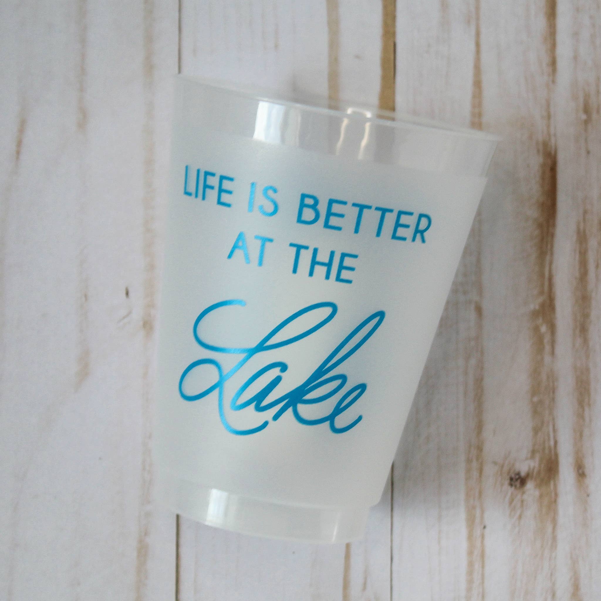 Birdie Mae Designs - Wholesale Disposable Cup - Life is Better At The Lake | Frosted Acrylic 16oz Set of 83
