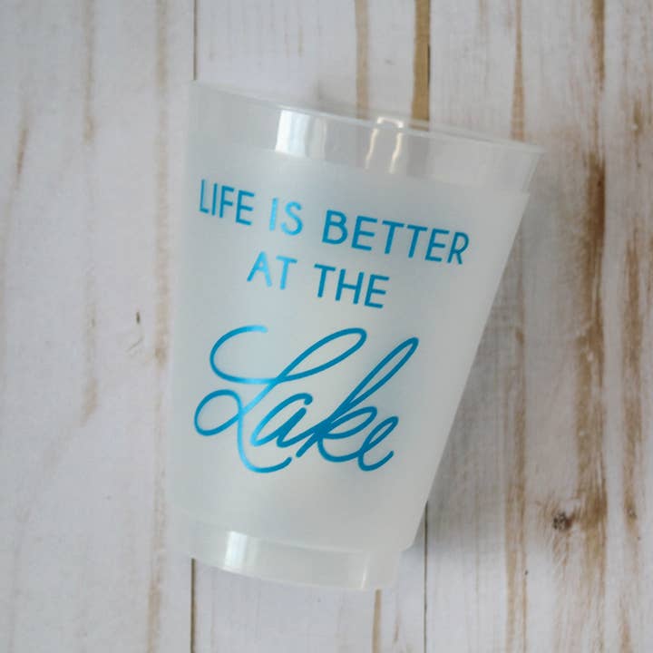 Birdie Mae Designs - Wholesale Disposable Cup - Life is Better At The Lake | Frosted Acrylic 16oz Set of 83