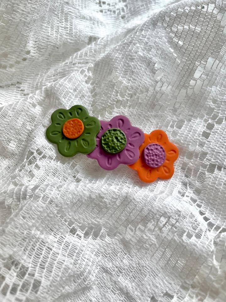 Colorful Daisy Hair Clip for wholesale by Lovely Sunday Jewelry