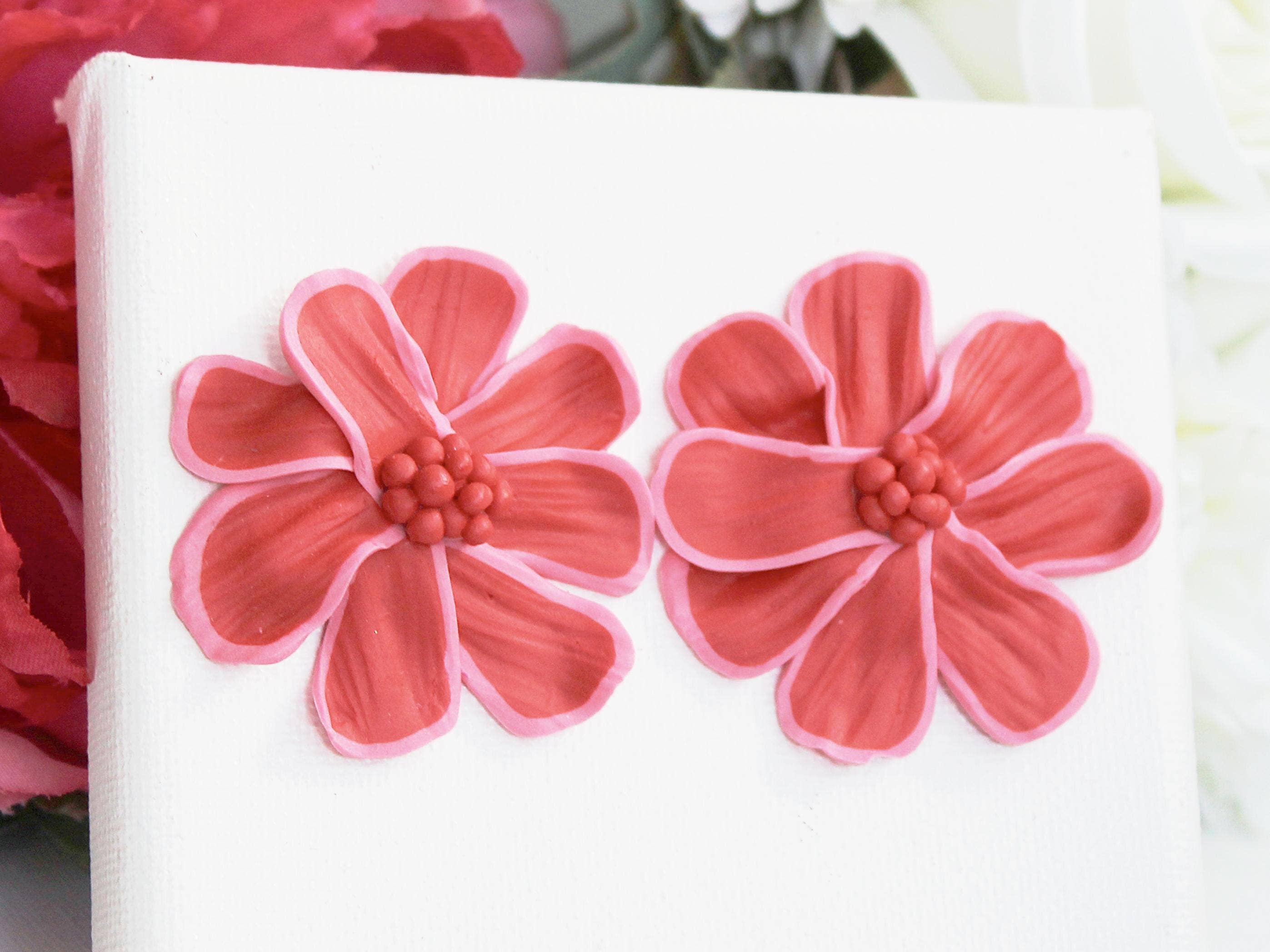 Studio Niani - Wholesale Dangle Earrings - Red Flower Earrings, Statement Clay Earrings, Polymer Clay4