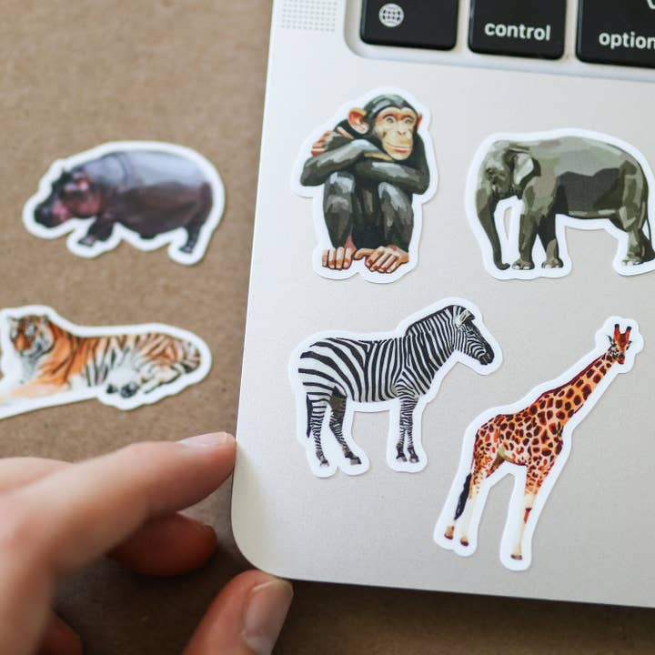 Autocollants d'animaux sauvages imperméables - Girafe, Lion, Zèbre pour la vente par The Sticker Shop