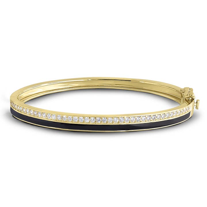 Gold Vermeil Sterling Silver Micropave Hinged Bangle for wholesale by Kelly Waters