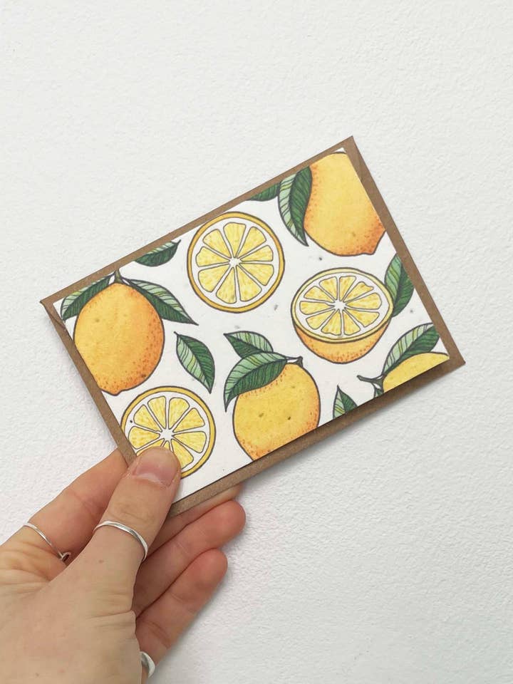 Cartão Plantável Miniatura Note A7 Papel Semente Saudação Limões por atacado de The Flower Girl Studios