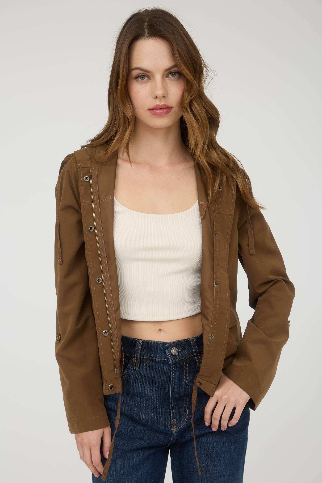 Blu Pepper - Wholesale Jacket - Women's - SNAP BUTTON ZIP UP HOODED JACKET27