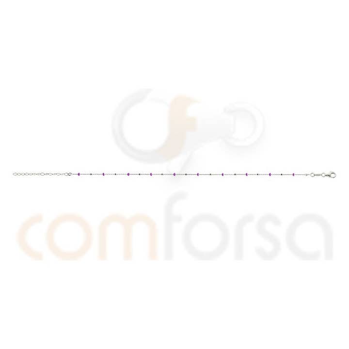 Pulseira de tornozelo com bola em esmalte fúcsia prata 925 por atacado de COM FORSA SL
