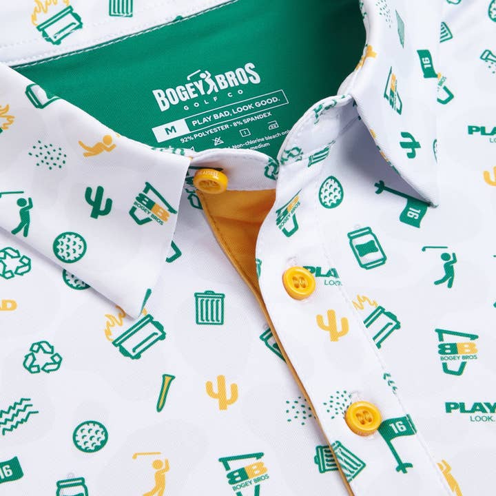 Bogey Bros Golf Co - Wholesale Polo - Men's - Dumpster Fire - White - Polo