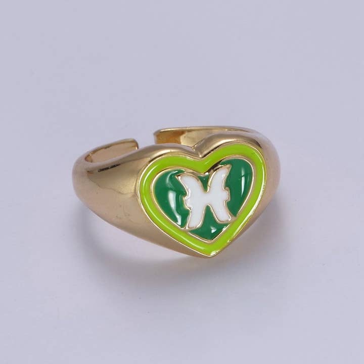 Aim Eternal - Wholesale Zegelring - Y2K Zegel Zodiac Ring Sterrenbeeld Emaille Gouden Ring, Astrologie Teken Horoscoop Ring Verjaardag Gepersonaliseerd Leuk Cadeau S-489-S-50011