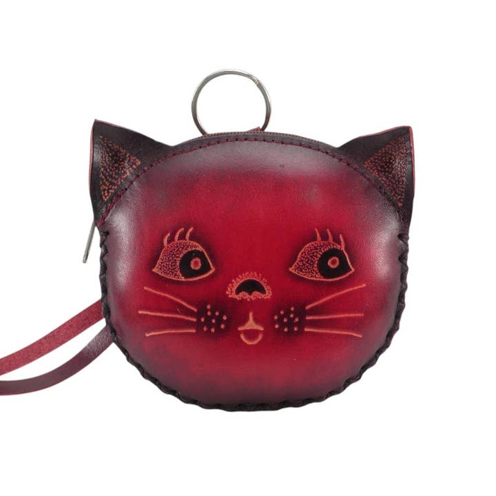 Handgjord läderkattarmband myntbörs plånbok för wholesale av Sunflower Handmade leather inc