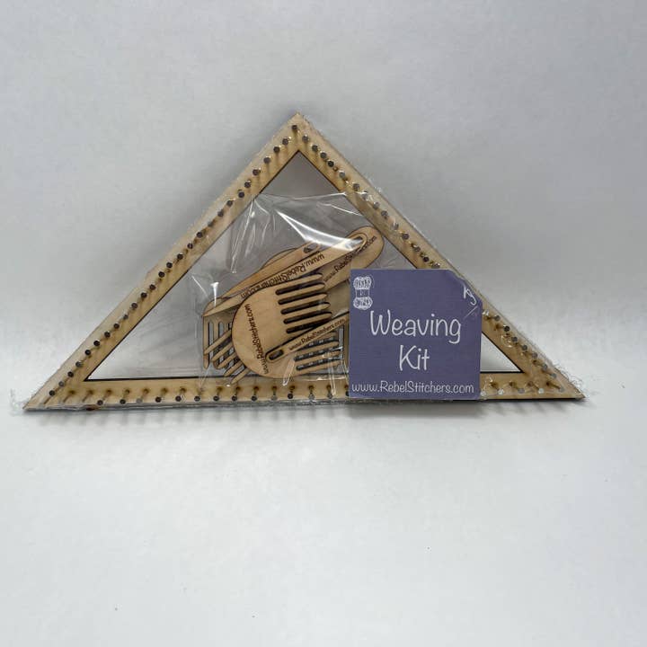 Art by Erica H & Rebel Stitchers - Wholesale DIY Craft Kit - Small - Handmade Triangle Pin Loom Kit - Compact, Portable