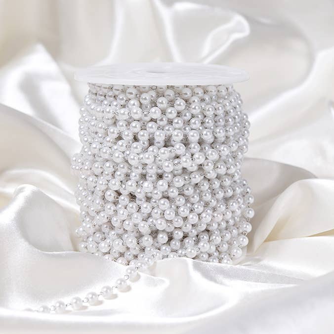 WJW - Wholesale Beads - Stainless Steel Faux Pearl Bead Chain - By The Foot2