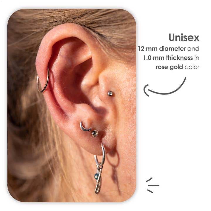 MATTISE - Vendita all'ingrosso Orecchini singoli - Anello Piercing in Acciaio Chirurgico color Oro Rosa6