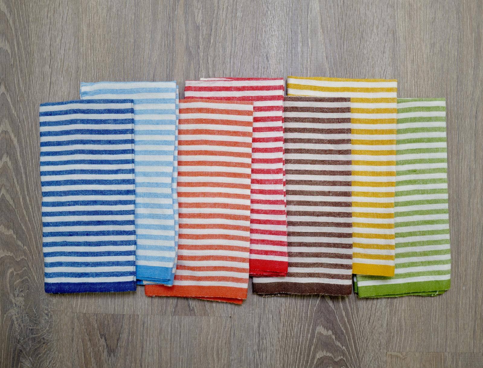 Caravan Home – Guardanapo e pano de jantar por atacado – Guardanapo Tickking Stripe 20x20 | Sky | Conjunto de 44