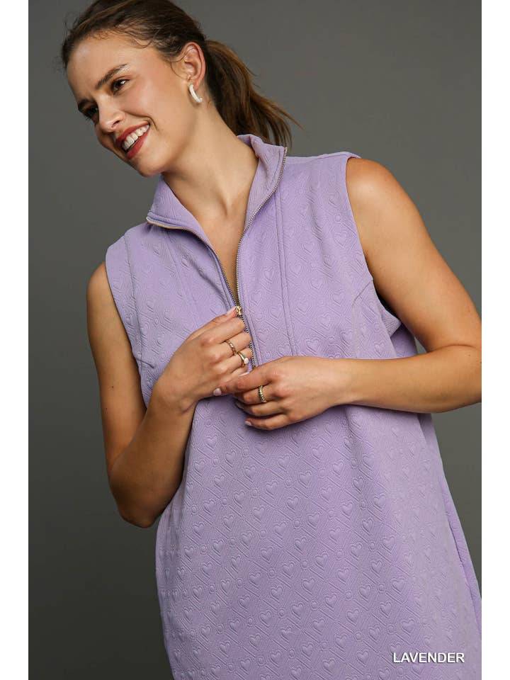 Plush Looks – Engroshandel Kjole - Dame – Hjertestrikket Jacquard ærmeløs minikjole med halv lynlås6