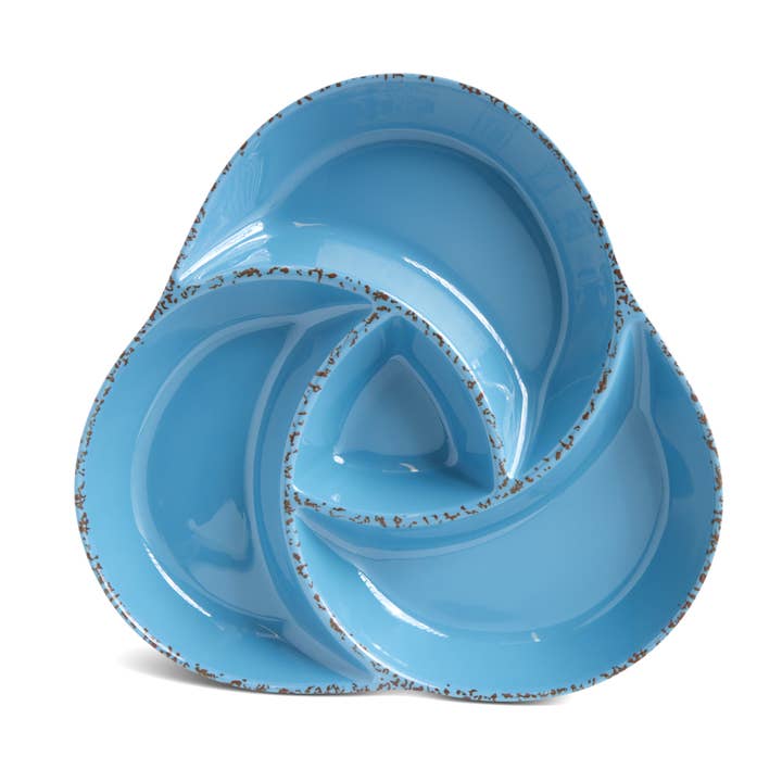 4 Section Triangle Serving Tray - Blue Jean for wholesale by Core Home