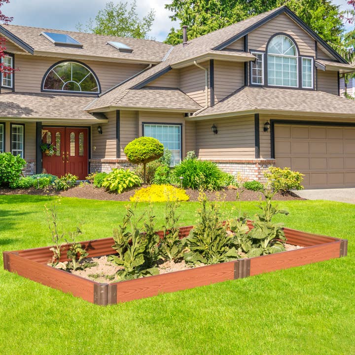 Quickway Imports – suporte para vasos de plantas por atacado – Caixa de plantador de flores de cama de jardim ao ar livre com aparência de madeira1