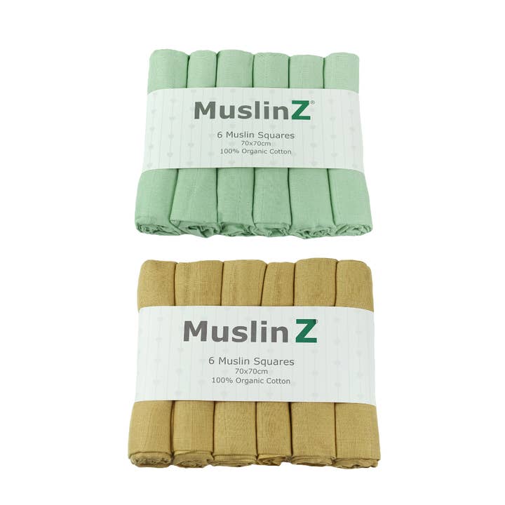 Muslinz - MerryGoRoundUK Ltd – wholesale Burp cloth – Baby – MuslinZ 6pk Organic Cotton Muslin Squares