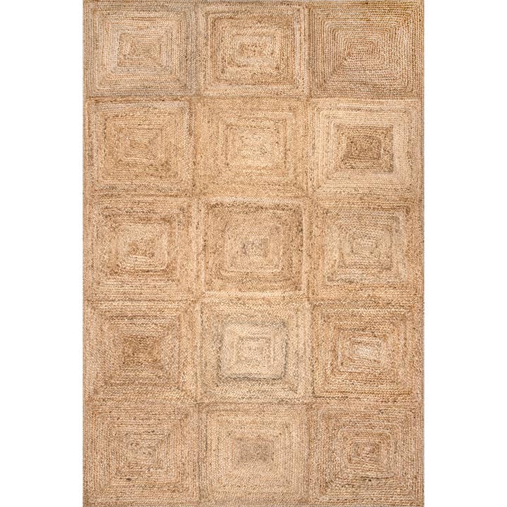 Natural Braided Tiles Flatweave Area Rug for wholesale on Faire