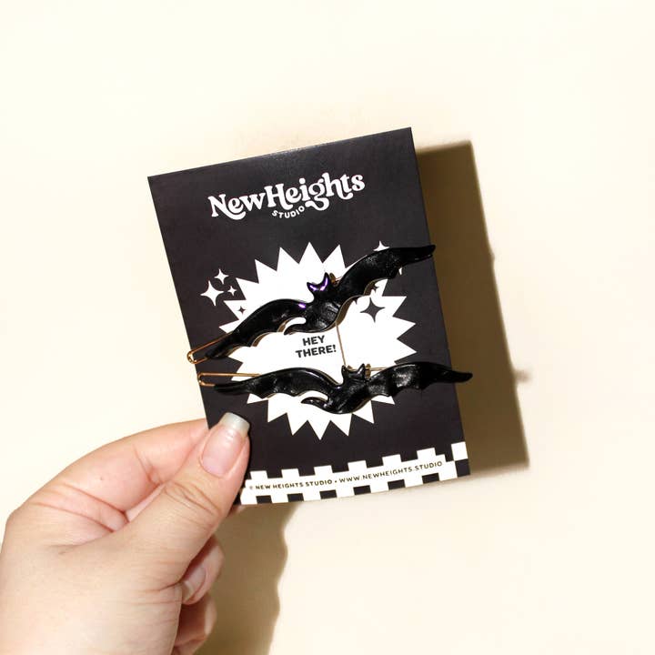 New Heights Studio - Wholesale Hair Clip - Women's - "Batty" Halloween Bat Hair Accessory & Hair Clips (Set Of 2)5