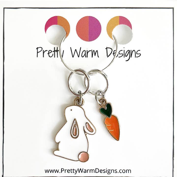 Bunny + Carrot Spring Stitch Markers for Knitting - Set of 2 for wholesale by Pretty Warm Designs