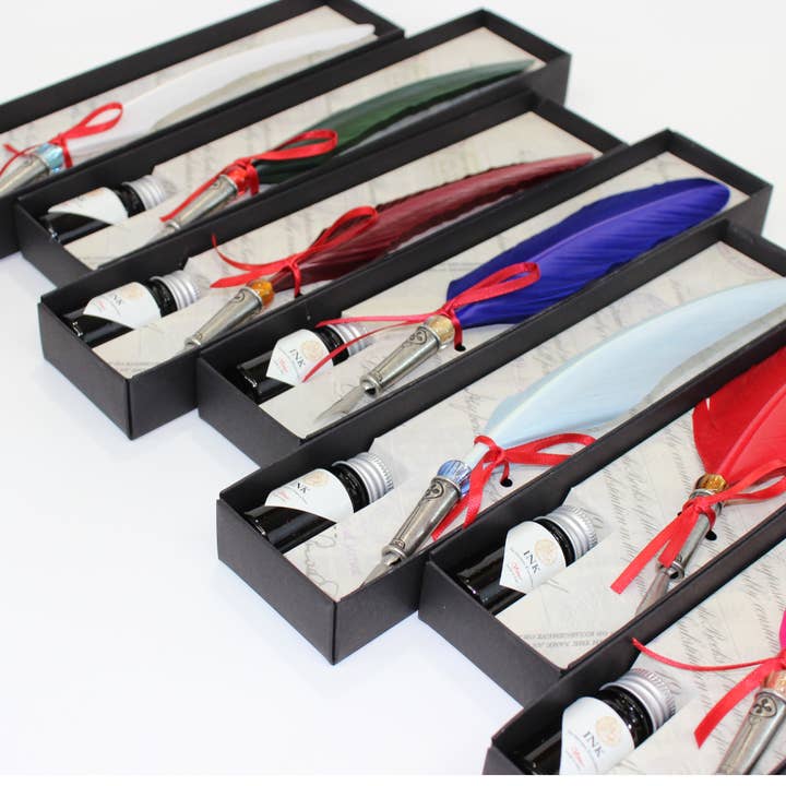 San Lorenzo Design – Caneta por atacado – Caneta de pena clássica, com metal decorativo. Caligrafia10