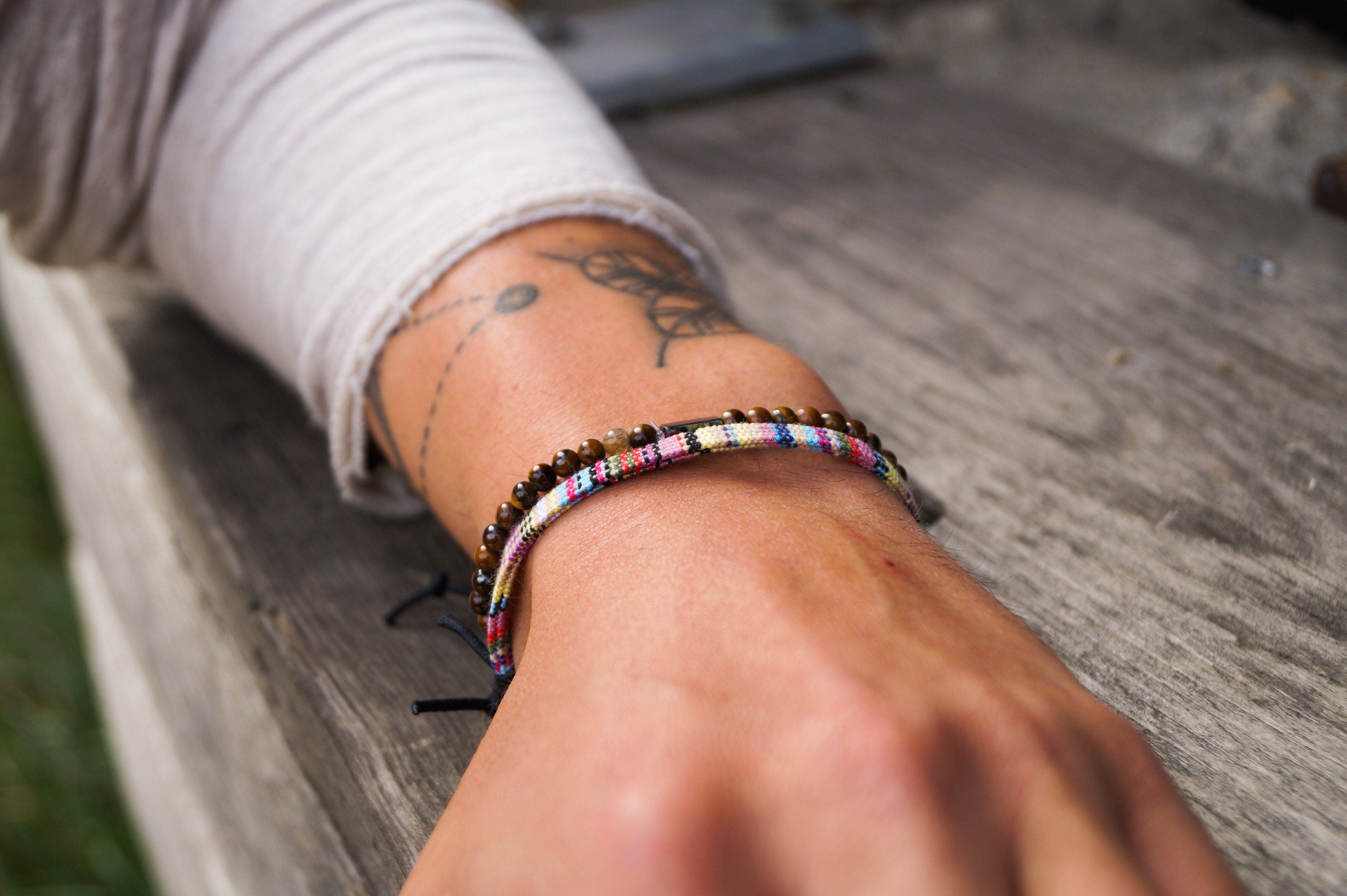 Made By Nami - Venta al por mayor Pulseras tejidas/trenzadas - 2x Pulsera de surfista - Amarillo y ojo de tigre3