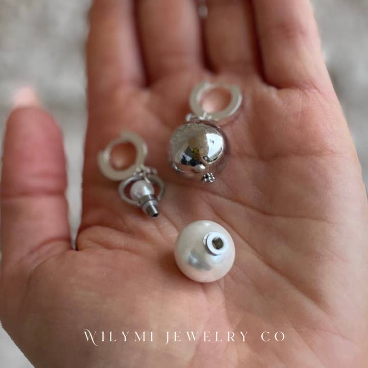 WILYMI Jewelry Co - Wholesale Dangle Earrings - AROMATHERAPY EARRINGS in Pearl + Silver | Mismatched Earring9
