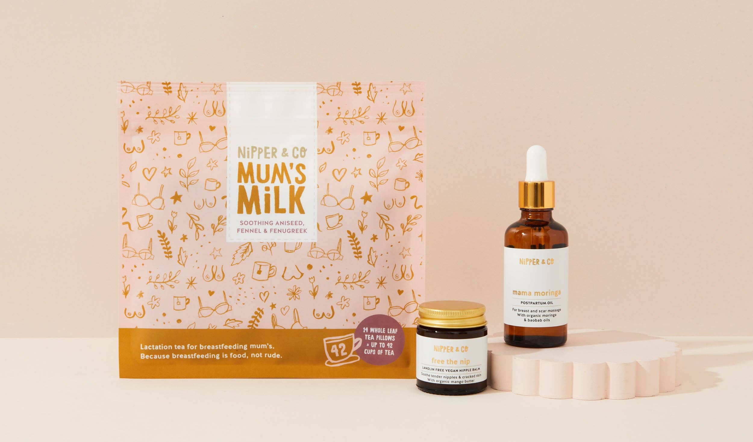 Nipper&Co – wholesale Nursing tea – Maternity – Breastfeeding Essentials Bundle, Natural care for your breastfeeding journey2