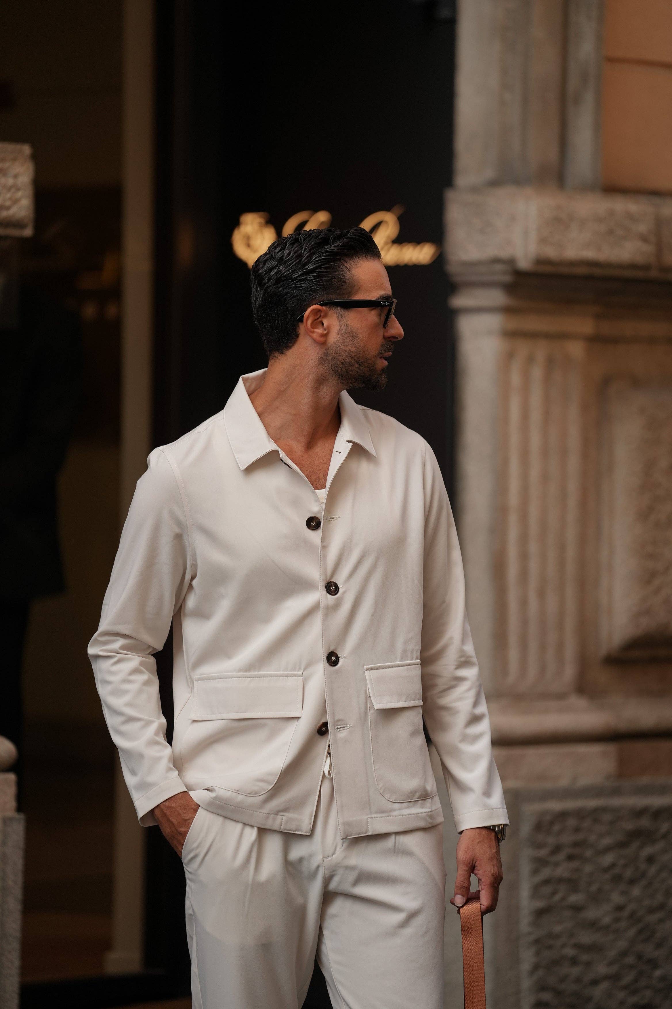 DONATO - Vente Veste-chemise – homme - Chemise-veste blanc cassé3