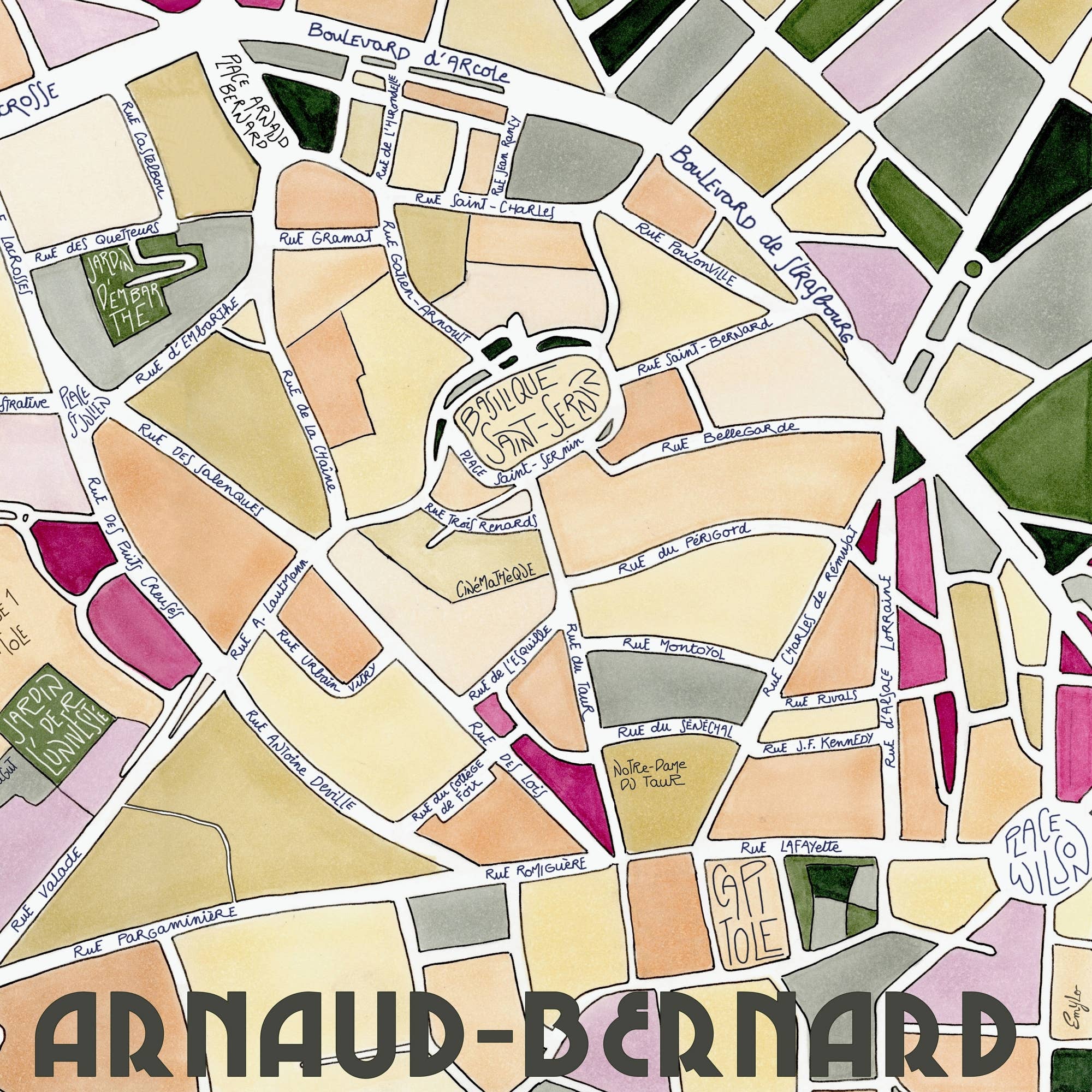 EmYLo - Wholesale Poster - Arnaud-Bernard poster, TOULOUSE - Design city maps5