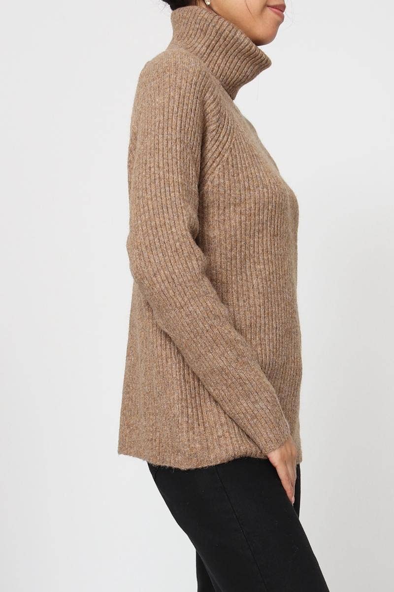 DIX-ONZE - Vente Pull en maille – femme - Pull Maille Côtelée – Col Roulé & Manches Longues49