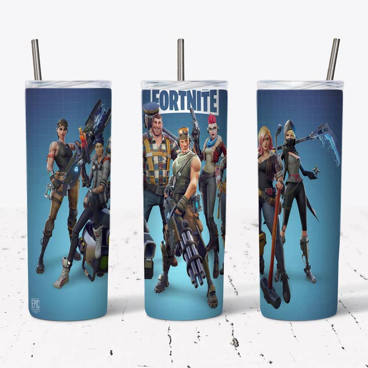 Fortnite 20oz Straight Tumbler Transfer for wholesale by Rustic Pineapple