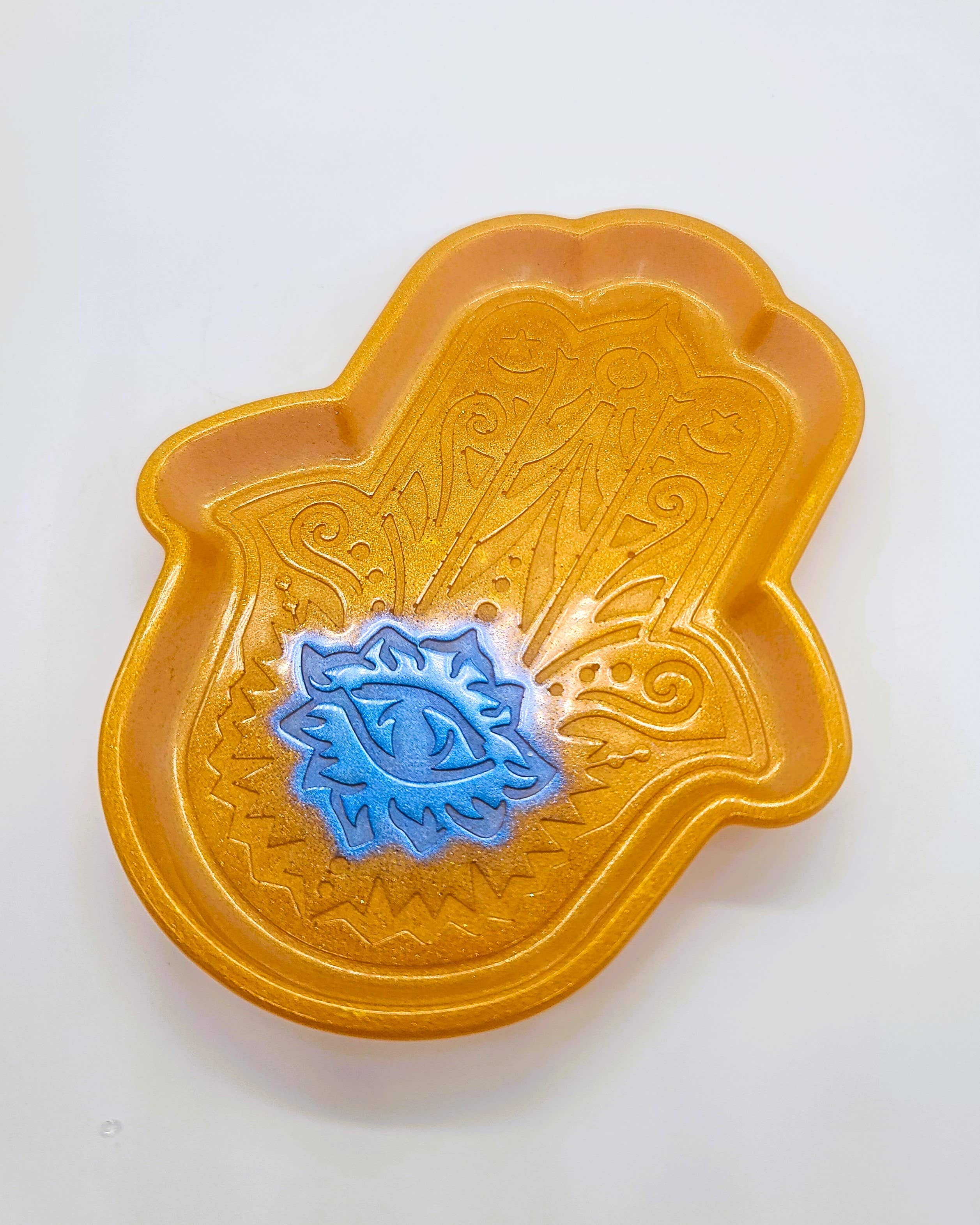 Slightly Askew Art - Wholesale Jewelry Dish - Hamsa Hand Trinket Dish - Made with Resin & Color-Shift Mica29
