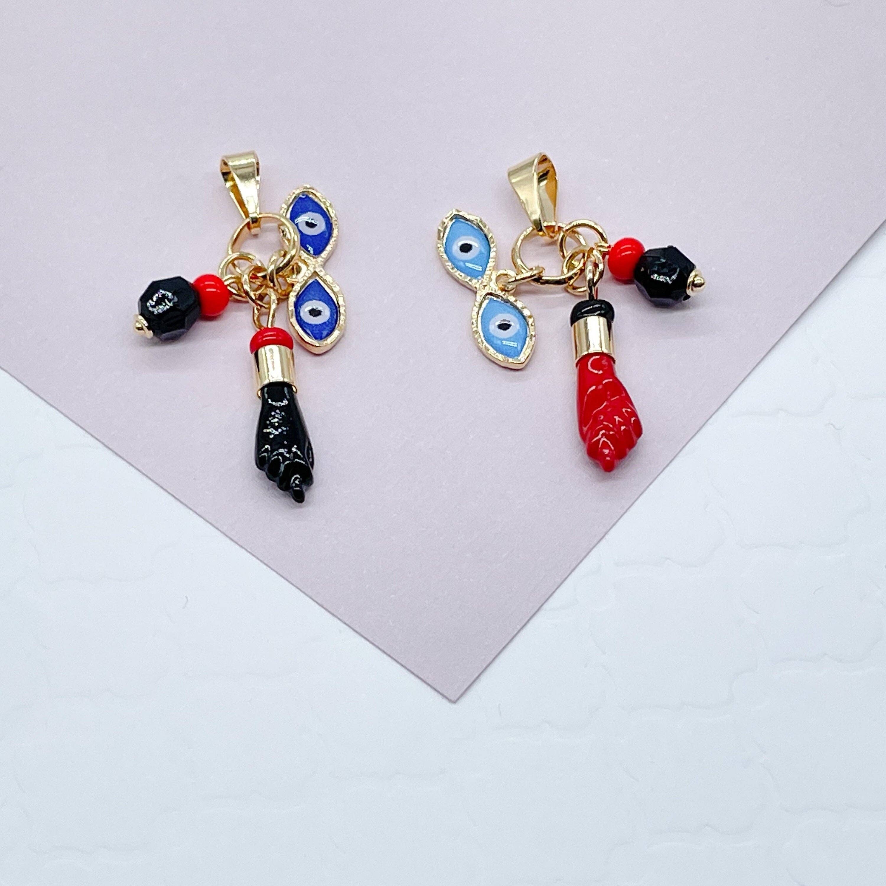 Milie – Engroshandel Halskæde med vedhæng – 18k GF Ojo de Santa Lucia & Figa Charm Vedhæng1