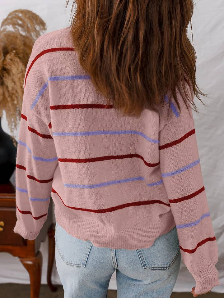 Lovesoft - Wholesale Knit Sweater - Women's - Casual Striped Loose Fit Pullover Sweater for Women7